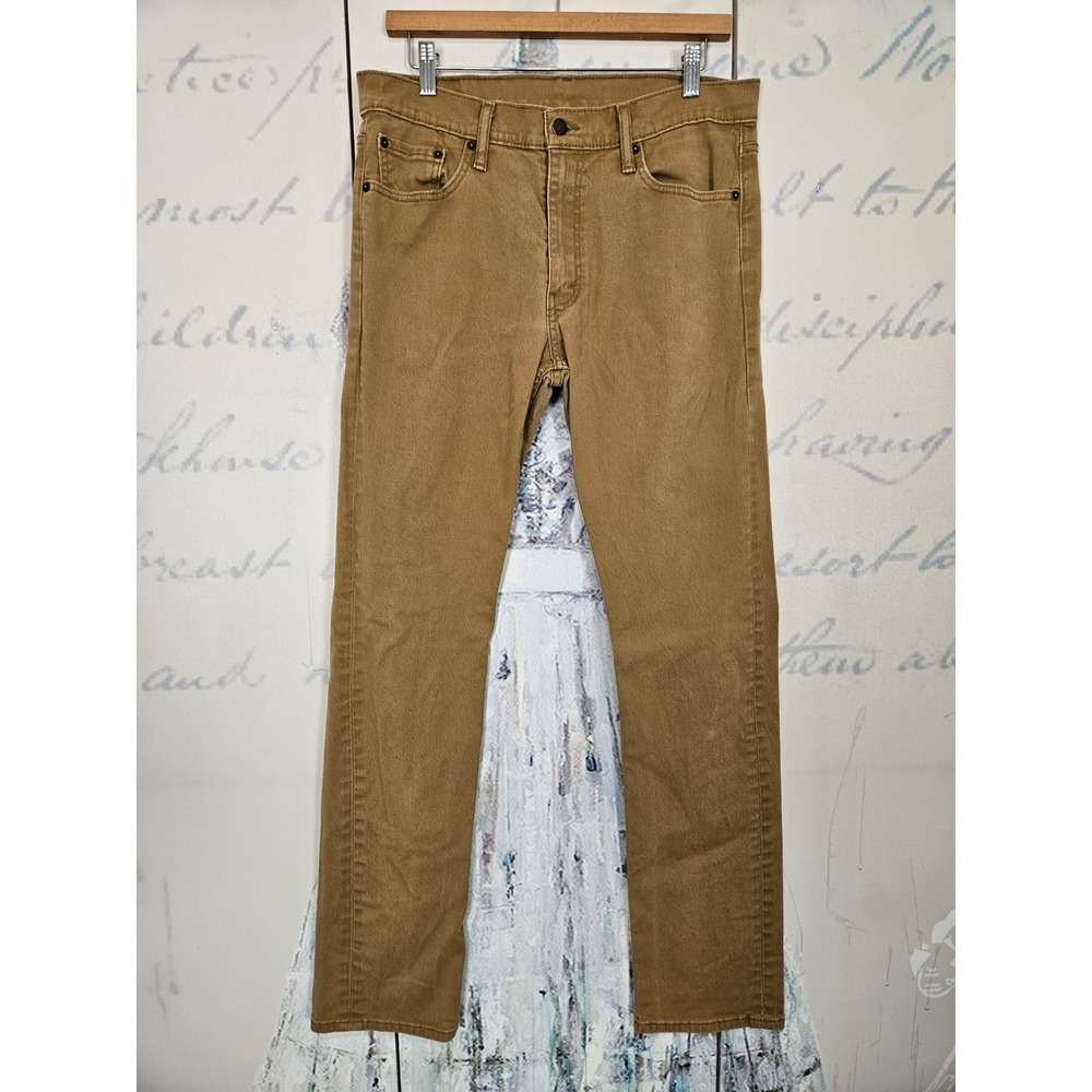 Levis 513 Slim Straight Jeans 32x34 Tan Harvest Gold Stretch Denim Pants